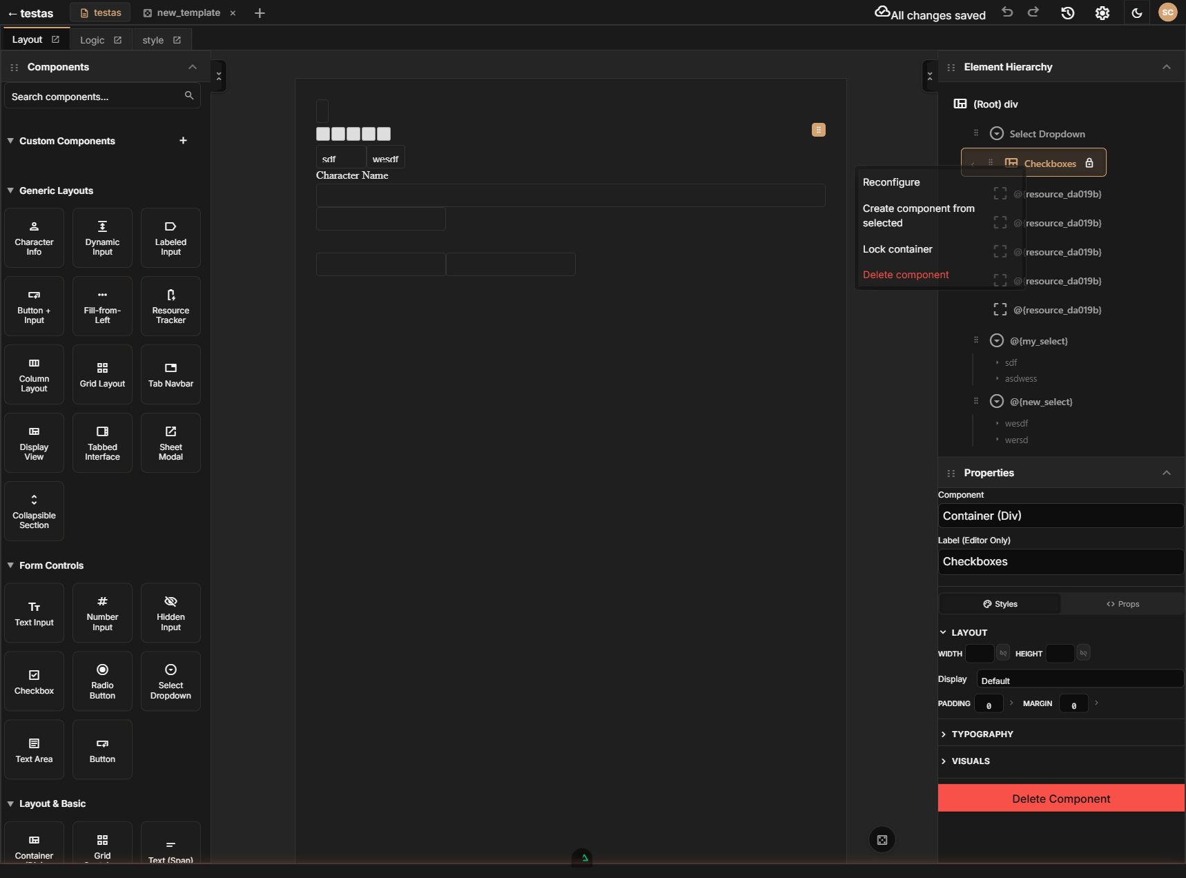 The right-click context menu on a hierarchy node showing available actions